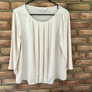 Loft, size M, long sleeve, pleated, cream, top
